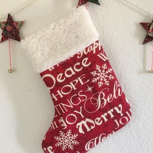 Christmas Stocking, Handcrafted modern stocking, Christmas Decoration,Stocking. Holiday Stocking. Red Christmas Stocking