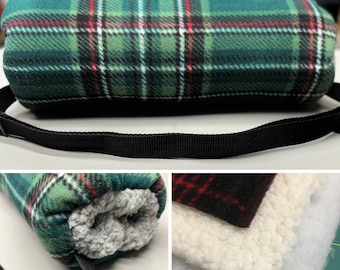 Christmas Green/Red Plaid Fleece Hand Muff, Christmas Sherpa Fleece Hand Muffs, Red/Green Plaid Hand Warmer with Sherpa fleece lining.