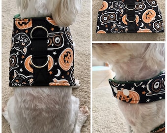 Halloween Dog Harness, Halloween Jack O Lantern dog vest Harness, Small Dog Vest Harness, Halloween dog harness