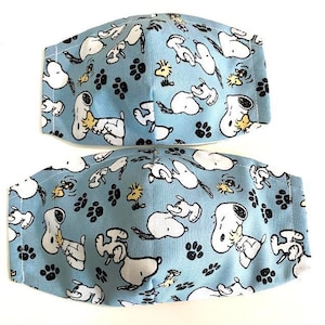 Snoopy Face Mask, 3 Layer Snoopy Face mask, Adult Snoopy Filter pocket mask, Kids Snoopy mask, Washable/Reusable Face Mask, 100% Cotton mask