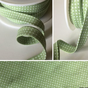 Green Polka dot bias tape, Polka Dot Bias, Green Polka Dot Bias Tape, Green Bias, 3 yards or 6 yards 1/2&quot; Double Fold bias tape