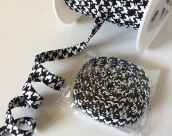 Black and White Houndstooth Bias, Houndstooth Pattern Bias Tape, Black and White Houndstooth Bias Tape, 3 yard Double fold bias Tape