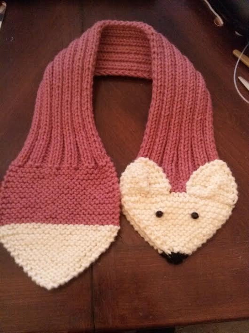 ADJUSTABLE KIDS or Adult Fox Scarf Hand Knit Scarf / neck Etsy
