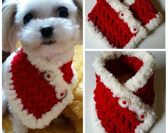Crocheted Christmas Dog Scarf: Red Acrylic Neck Warmer, Small Dogs/Cats