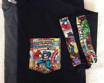 Camiseta con bolsillo y mangas enrollables, Camisa Capitán, Camiseta Capitán Bolsillo