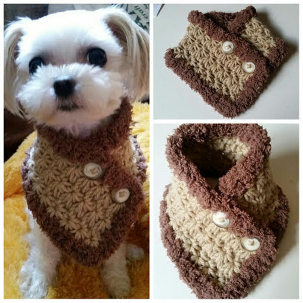 Crocheted Small Dog Neck warmer, dog neck warmer, small dog Scarf, Puppy scarf fits most S or M dogs
