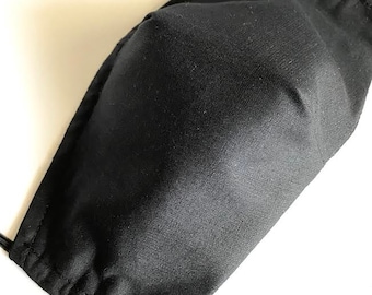 3 Layer Black face mask, Black Face Mask with Filter Pocket, 3 or 4 layer 100% Cotton Mask, Reusable & Washable Non-medical Mask