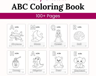 ABC Coloring Book Baby Shower Game Activity, Baby's First ABC Book, Baby Shower Game Bundle, Baby Shower Game Gift Ideas A-Z Printable