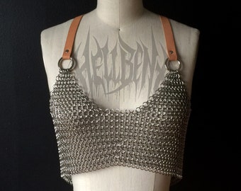 Hellbent Herfjötur Chainmaille Crop Top - Handmade - Chainmail Bra - Chainmail top - Women's Chainmail