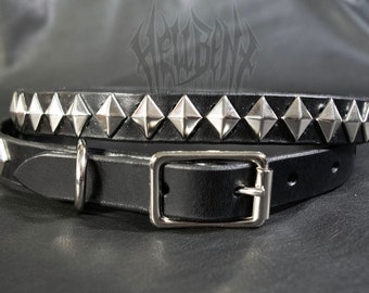 Hellbent Diamond Studded Leather Belt - Alternative Fashion - Handmade - Thin leather belt