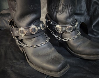 Hellbent Leather Concho Boot Straps - Boot accessories - alternative