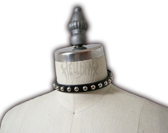 Hellbent Dome Studded Leather Choker - Handmade - Leather Collar - Studded Collar - Unisex