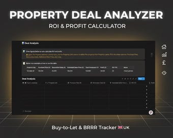 Calculadora de ROI de propiedades Plantilla de Notion Rastreador de inversiones inmobiliarias