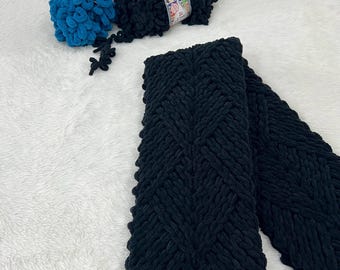 Cozy hand-knitted scarf – Alize Puffy Loop scarf, soft & warm, available in your choice of color – perfect gift