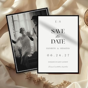 Elegant Black and White Save the Date Template, Editable Canva Invitation (Digital Download)