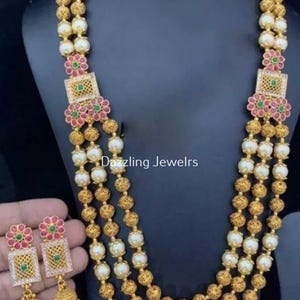 Traditional Queen Pearl Long Necklace Jewellery Set / Rani Haar Indian Wedding Jewelry