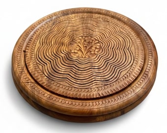 Collapsible wood basket 12" Flower Shape, Rosewood Trivet.
