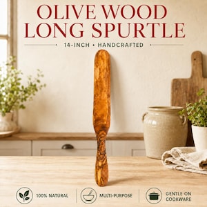 Olive Wood Long Spurtle Spoon