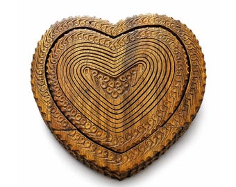 Collapsible Wood Basket 8" Heart Shape