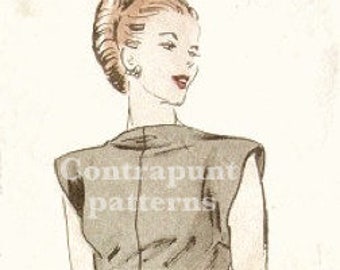 Marvellous 1940s outfit sewing pattern. Wide shoulders blouse and front pleated skirt