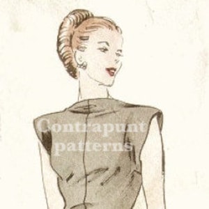 Marvellous 1940s outfit sewing pattern. Wide shoulders blouse and front pleated skirt