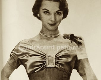 Timeless 1950s princess dress sewing pattern with a flattering bodice