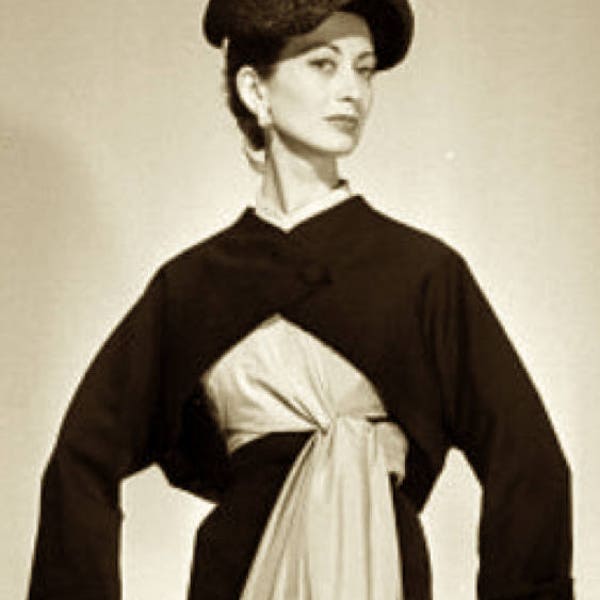 1951 Balenciaga timeless bolero pattern. With japanese sleeves and cross-over single button thorax