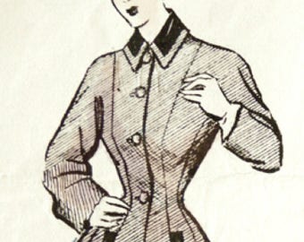 1948 coat/jacket kimono sleeve PDF sewing pattern with mao, convertible collar and capeline.