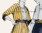 1910s blazer jacket sewing pattern. Modern pointed front hem with contrasting collar and cuffs.