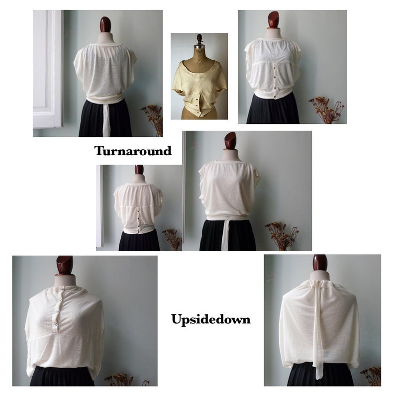 1960s updated Balenciaga PDF sewing pattern blouse. Turnaround/upsidedown Top image 10