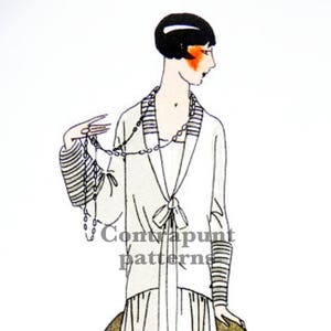 Vintage 1920s sewing pattern. Ornamental collar and modern skirt