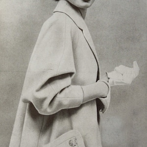 1950 swing coat sewing pattern. Lassie label design with ranglan sleeves and funnel or notched collar