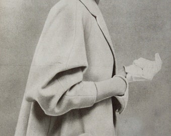 1950 swing coat sewing pattern. Lassie label design with ranglan sleeves and funnel or notched collar
