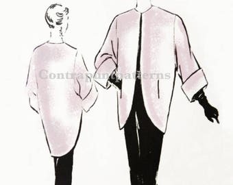 1950s Loose coat PDF sewing pattern. Adapted to modern needs. 1920 armholes style