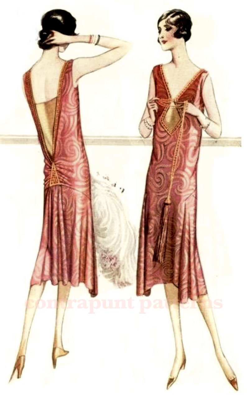 1920s Patterns – Vintage, Reproduction Sewing Patterns Classic and modern 1920s dress sewing pattern. V necklines gathered low back. Downton Abby Mary style $37.16 AT vintagedancer.com