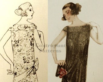 1920 wedding dress pattern. Two layers of fabric for the dress and a decorative diagonal hip.