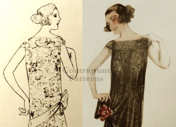 1920 Wedding Dress Pattern Two Layers Of Fabric For The Dress Etsy