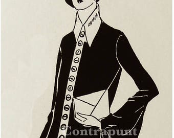 Coat sewing pattern and/or classic dress-shirt with nice big collar. 1920s style.