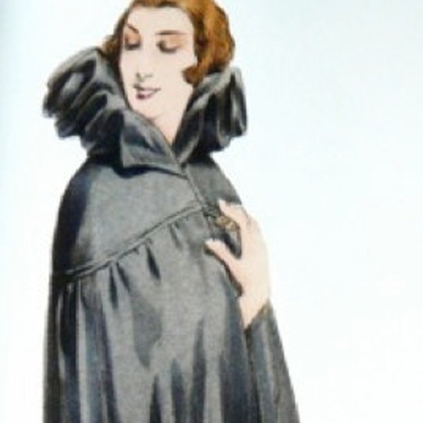 1920s antique woman's cloak sewing pattern. Fantastical, theatrical, with personality