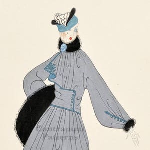 1920s Jacket sewing pattern Erté design.