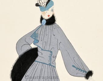 1920s Jacket sewing pattern Erté design.