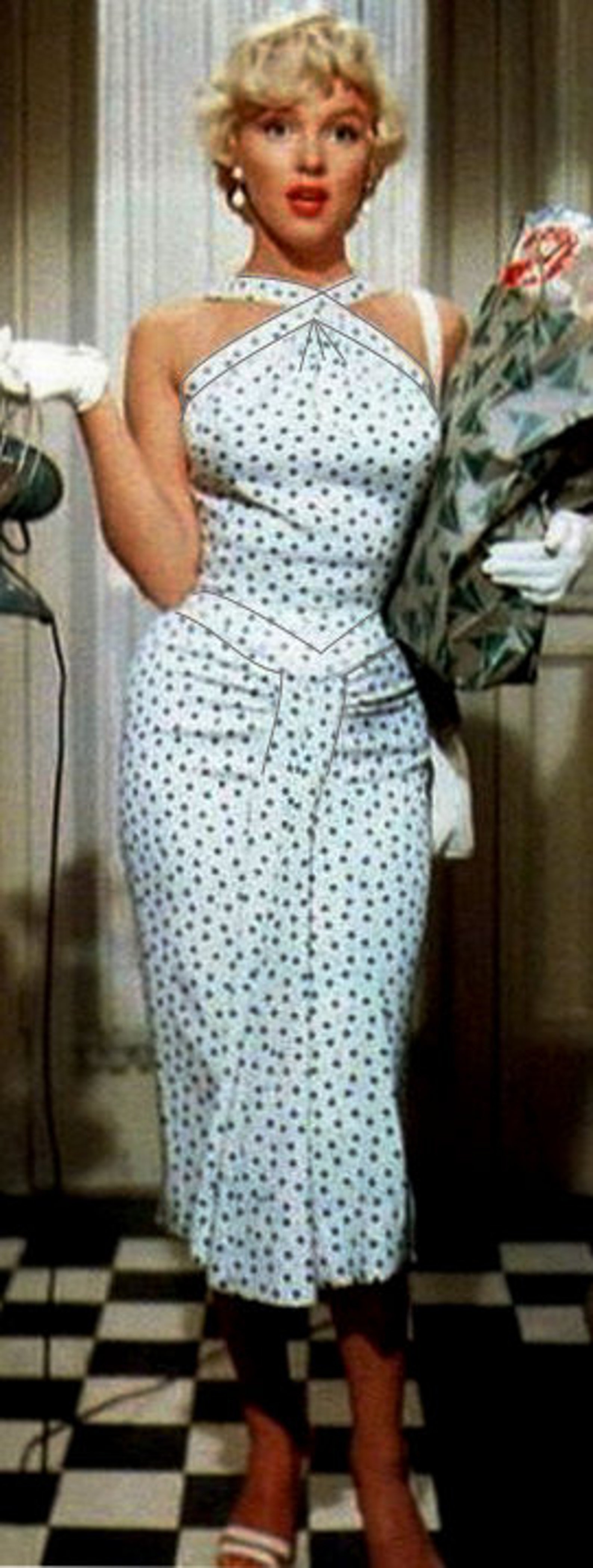 1955 Marilyn Polka Dot Sewing Pattern Dress. William Travilla - Etsy