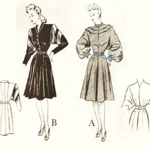 1956 Mantel/Kleid Fledermausärmel Schnittmuster mit zwei Optionen Kragen