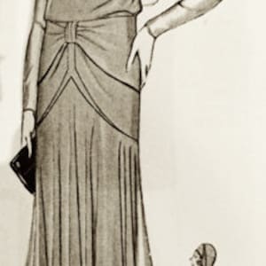 1920s semi-circle elegant sleeves sewing pattern dress. image 2