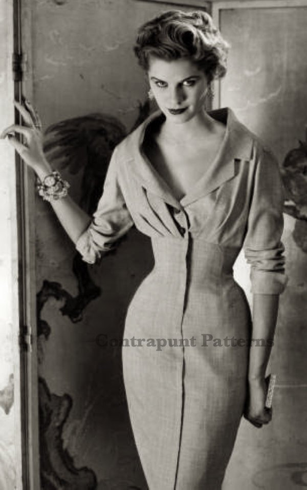 1950s pencil dress/blouse and skirt sewing pattern, with