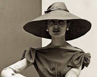 1954 Jacques Fath sewing dress pattern. Bateau neckline with bows at the shoulders.
