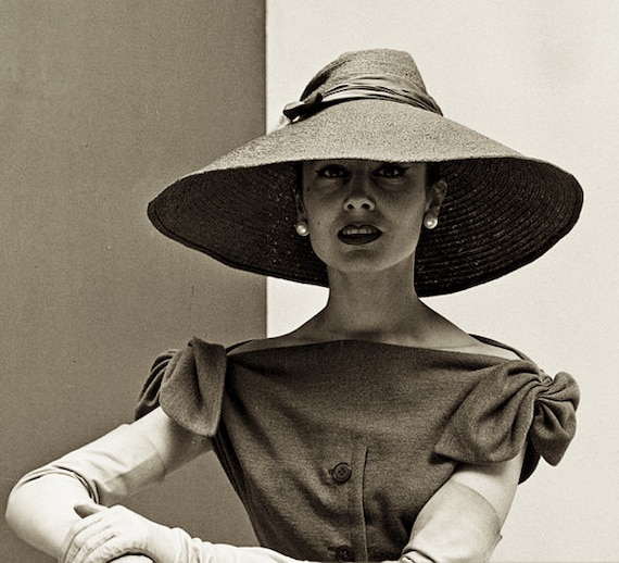 1954 Jacques Fath sewing dress pattern. Bateau neckline with bows at the shoulders.