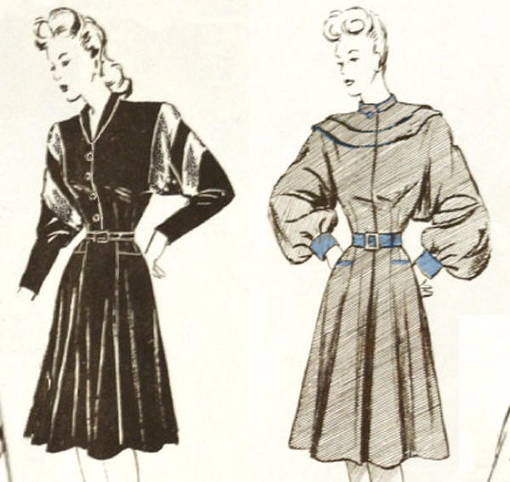 1956 Coat/dress/blouse Bat or Bishop Sleeves PDF Sewing Pattern