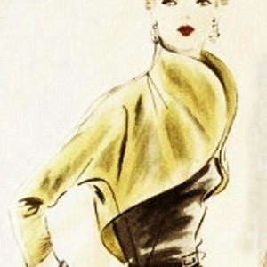Youthful 1940s–1950s timeless bolero pattern. With japanese sleeves and big lapel