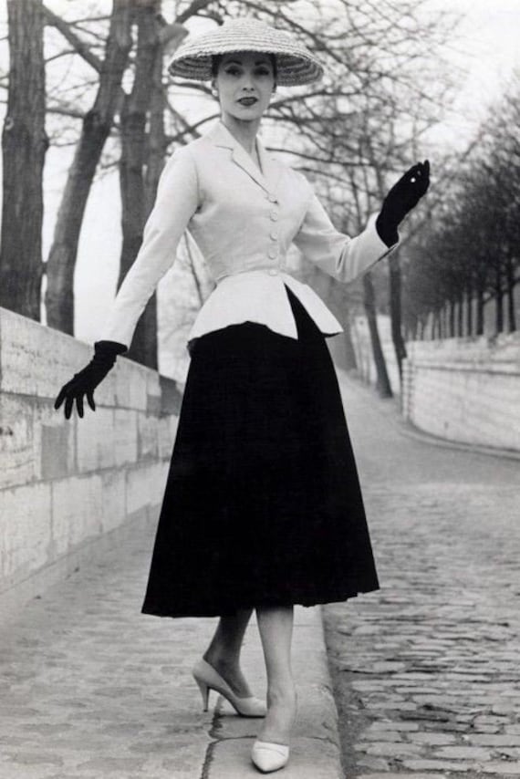 1947 Dior Bar suit Jacket shawl collar / 1957 Dior Bar suit